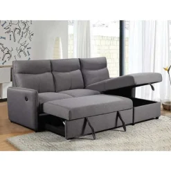 Reversible Sectional Bed with USB Ports Grey Sale