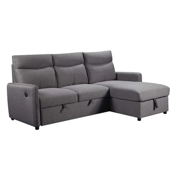 Reversible Sectional Bed with USB Ports Grey Sale