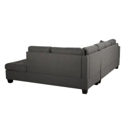 Reversible Sectional with a Drop-Down Backrest and Cup Holders Gris New