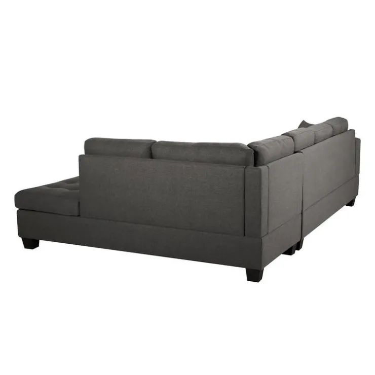 Reversible Sectional with a Drop-Down Backrest and Cup Holders Gris New