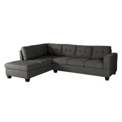 Reversible Sectional with a Drop-Down Backrest and Cup Holders Gris New