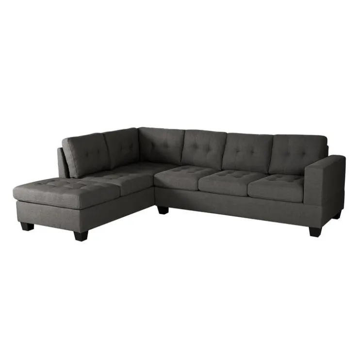 Reversible Sectional with a Drop-Down Backrest and Cup Holders Gris New