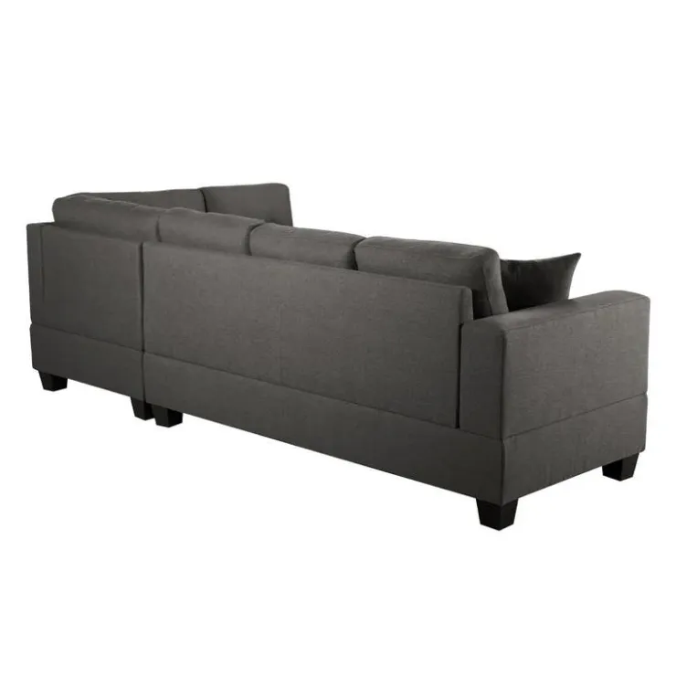 Reversible Sectional with a Drop-Down Backrest and Cup Holders Gris New