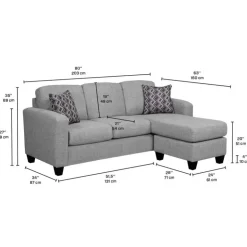 Sofa By Fancy Reversible Sectional with Chaise - Grey Light grey Outlet