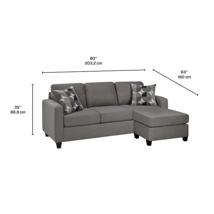Sofa By Fancy Reversible Sleeper Sofa with Chaise - Charcoal Grey Clearance