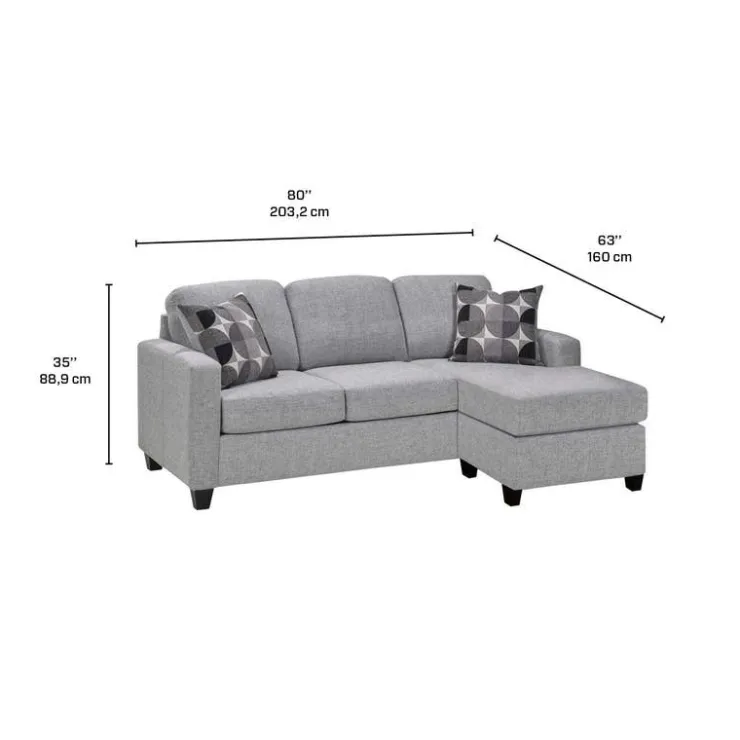 Sofa By Fancy Reversible Sleeper Sofa with Chaise - Grey Light Grey New
