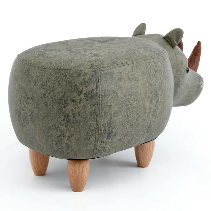 Rhinoceros-Shaped Kids Pouf – 28" x 14.6" x 14.6" Grey Clearance