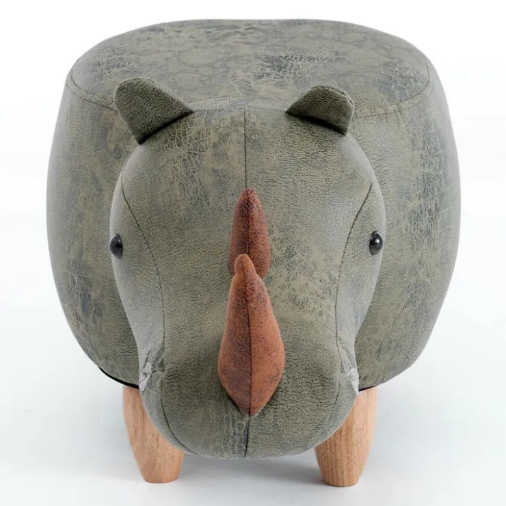 Rhinoceros-Shaped Kids Pouf – 28" x 14.6" x 14.6" Grey Clearance