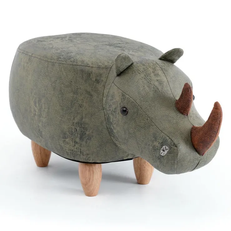 Rhinoceros-Shaped Kids Pouf – 28" x 14.6" x 14.6" Grey Clearance