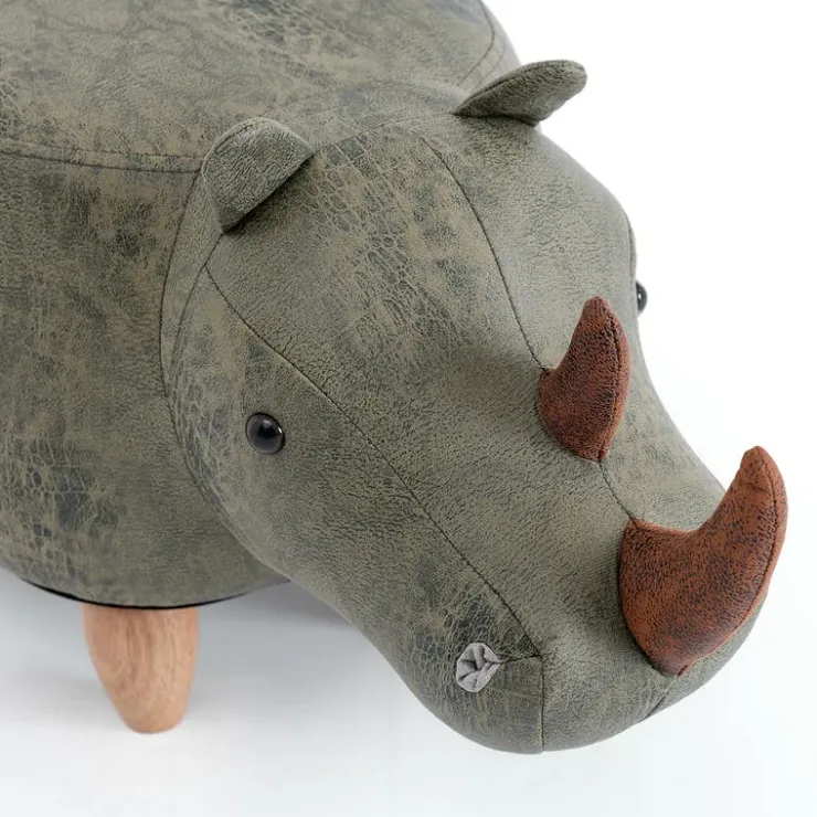 Rhinoceros-Shaped Kids Pouf – 28" x 14.6" x 14.6" Grey Clearance