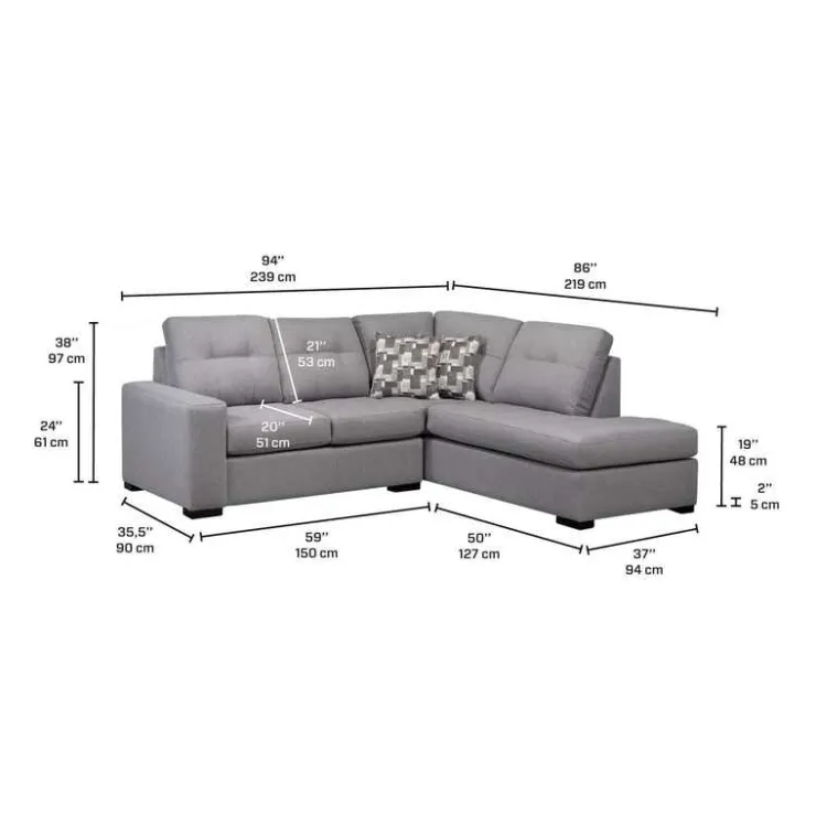 Sofa By Fancy Right Facing Sectional Grey