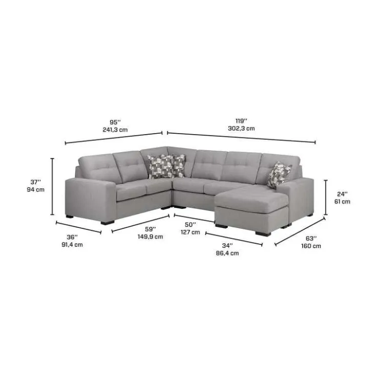 Sofa By Fancy Right Sectional Grey Sale