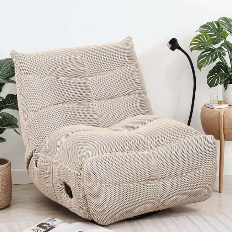Rocking Recliner with Phone Holder - Beige Outlet