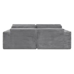 Rolled & Compressed Left Sectional in Corduroy Velvet 2 pcs - Grey New