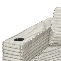 Rolled & Compressed Left Sectional in Corduroy Velvet 3 pcs - Beige