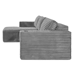 Rolled & Compressed Left Sectional in Corduroy Velvet 3 pcs - Grey Best