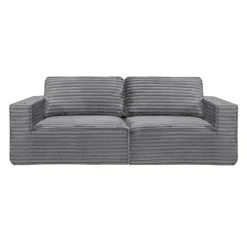 Rolled & Compressed Loveseat in Corduroy Velvet - Grey Clearance