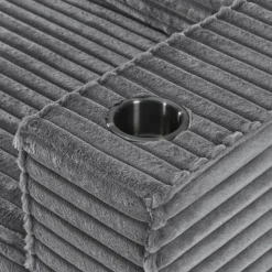 Rolled & Compressed Right Sectional in Corduroy Velvet 3 pcs - Grey