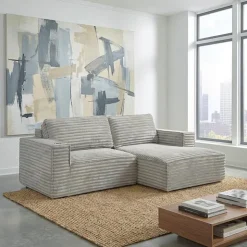 Rolled & Compressed Right Sectional in Corduroy Velvet 2 pcs - Beige Hot