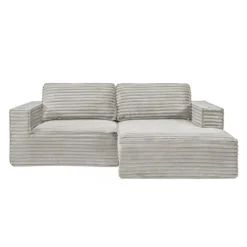 Rolled & Compressed Right Sectional in Corduroy Velvet 2 pcs - Beige Hot