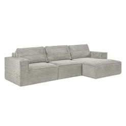 Rolled & Compressed Right Sectional in Corduroy Velvet 3 pcs - Beige Online