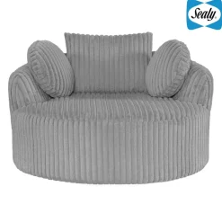 Rolled & Compressed Sealy Corduroy Armchair-in-a-Box with an Ottoman - Grey Outlet