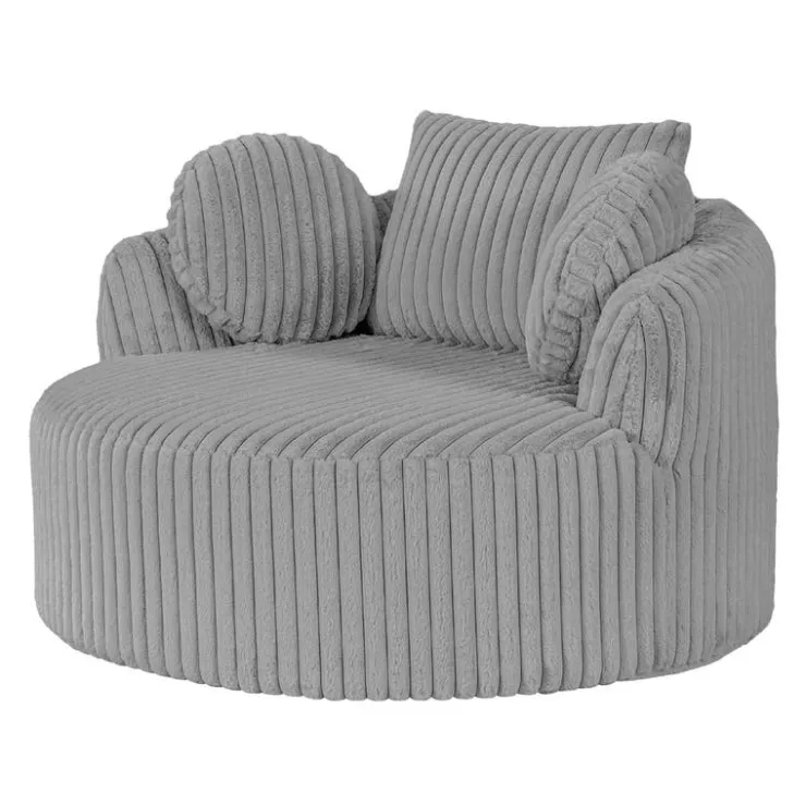 Rolled & Compressed Sealy Corduroy Armchair-in-a-Box with an Ottoman - Grey Outlet