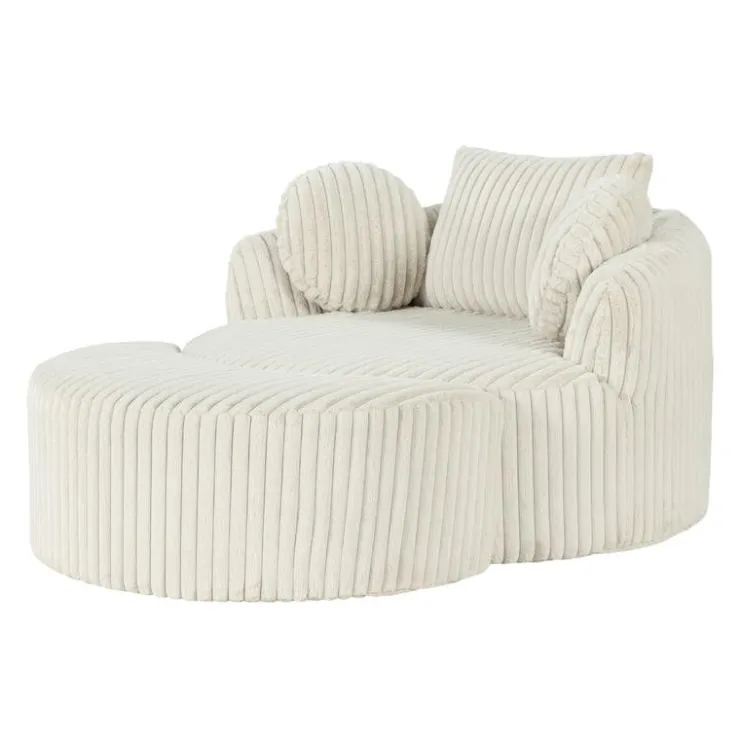 Rolled & Compressed Sealy Corduroy Armchair-in-a-Box with an Ottoman - Cream Beige Discount