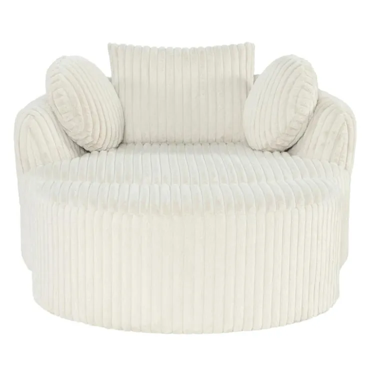 Rolled & Compressed Sealy Corduroy Armchair-in-a-Box with an Ottoman - Cream Beige Discount
