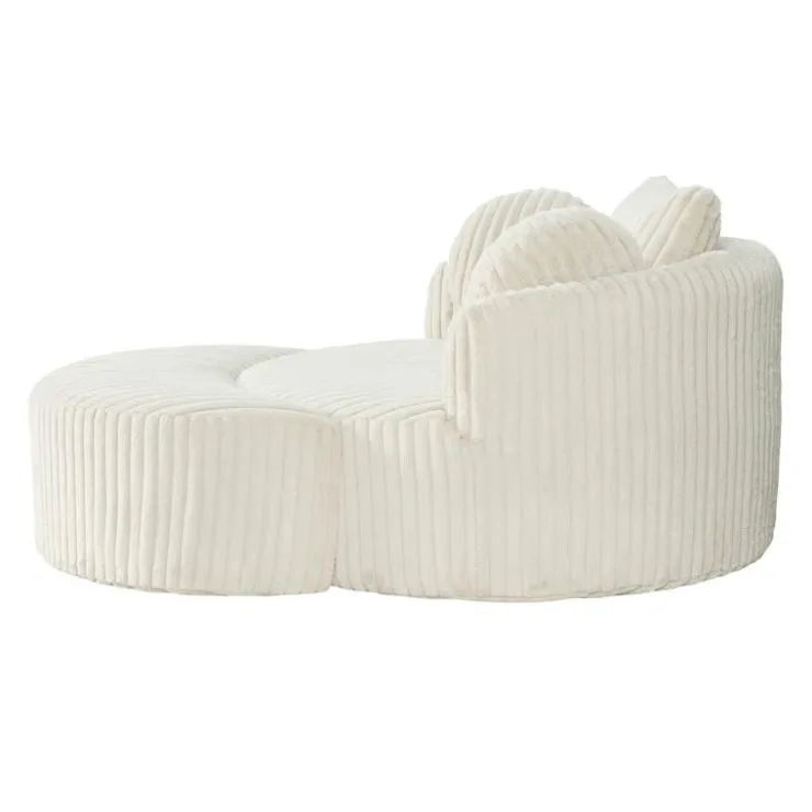 Rolled & Compressed Sealy Corduroy Armchair-in-a-Box with an Ottoman - Cream Beige Discount