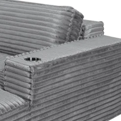 Rolled & Compressed Sofa in Corduroy Velvet - Grey Hot