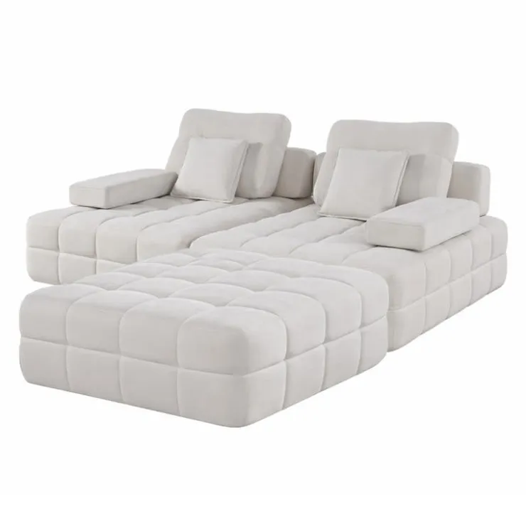 Rolled and Compressed Loveseat-in-a-Box with Matching Ottoman Beige Sale