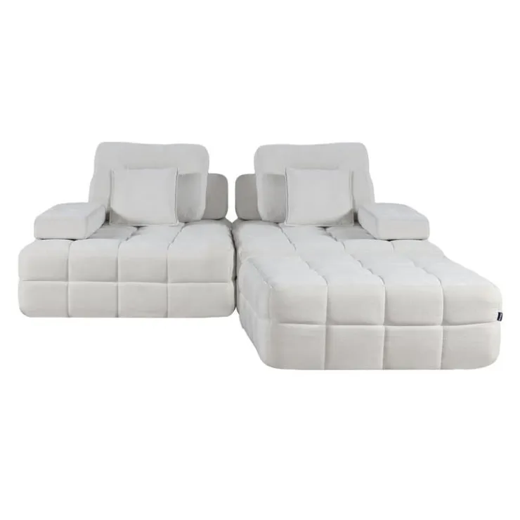 Rolled and Compressed Loveseat-in-a-Box with Matching Ottoman Beige Sale