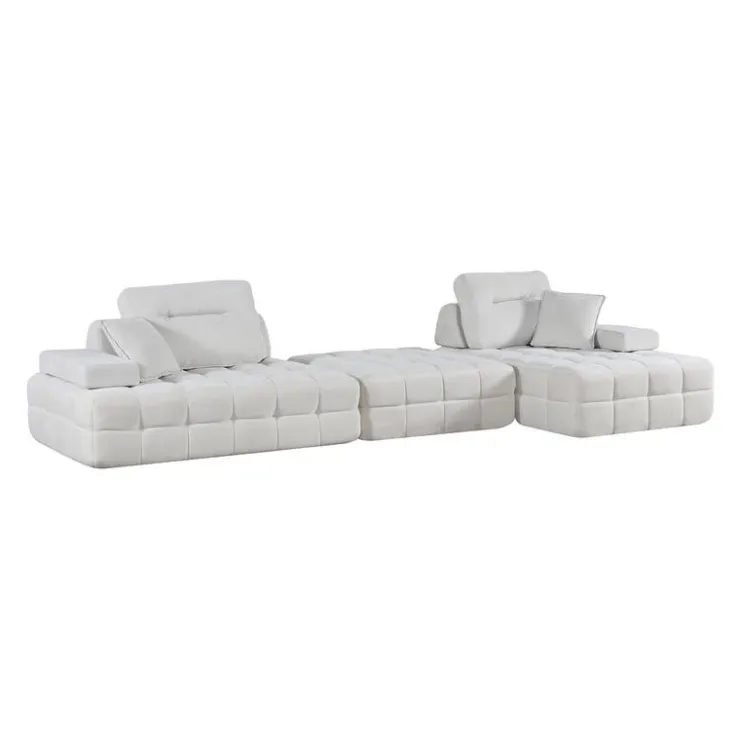 Rolled and Compressed Sectional-in-a-Box with Matching Ottoman Beige Clearance