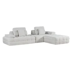 Rolled and Compressed Sectional-in-a-Box with Matching Ottoman Beige Clearance