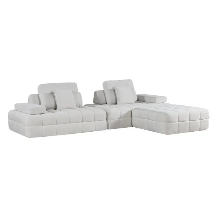 Rolled and Compressed Sectional-in-a-Box with Matching Ottoman Beige Clearance