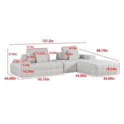 Rolled and Compressed Sectional-in-a-Box with Matching Ottoman Beige Clearance