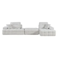 Rolled and Compressed Sectional-in-a-Box with Matching Ottoman Beige Clearance