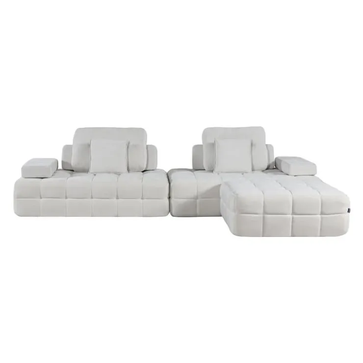 Rolled and Compressed Sectional-in-a-Box with Matching Ottoman Beige Clearance