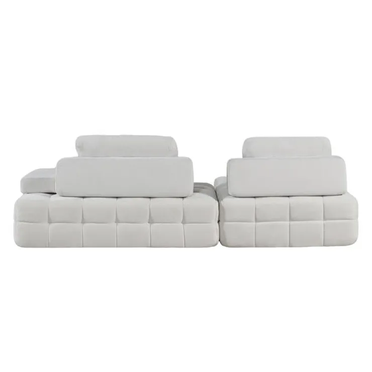 Rolled and Compressed Sectional-in-a-Box with Right-Facing Chaise Beige Hot