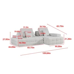 Rolled and Compressed Sectional-in-a-Box with Right-Facing Chaise Beige Hot