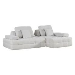 Rolled and Compressed Sectional-in-a-Box with Right-Facing Chaise Beige Hot