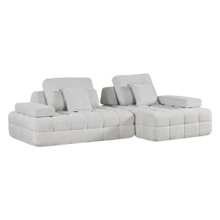 Rolled and Compressed Sectional-in-a-Box with Right-Facing Chaise Beige Hot