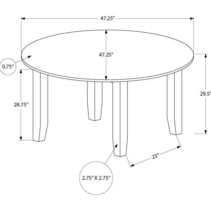 Monarch Round Dining Table 48" - Grey Sale