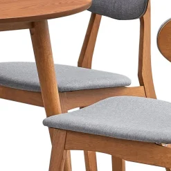 Round Dining Table with 4 Chairs - Grey Brown/Grey Discount