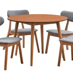 Round Dining Table with 4 Chairs - Grey Brown/Grey Discount