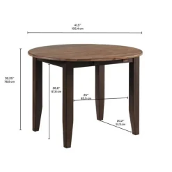 Round Dining Table with Drop-Leaf Panels 42" Brown Clearance