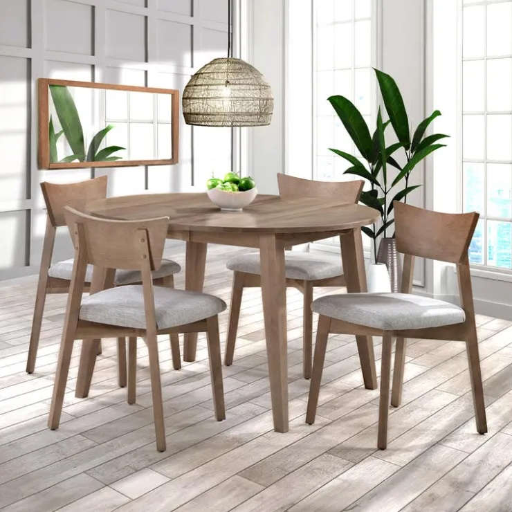 Arboit Poitras Round Extendable Solid Wood Dining Table 48" to 66" - Grey Sale