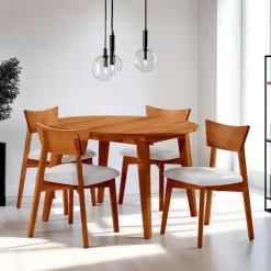 Arboit Poitras Round Extendable Solid Wood Dining Table 48