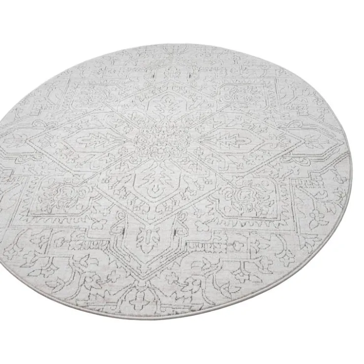 Round Indoor Rug - 5x5 Grey/Beige Outlet